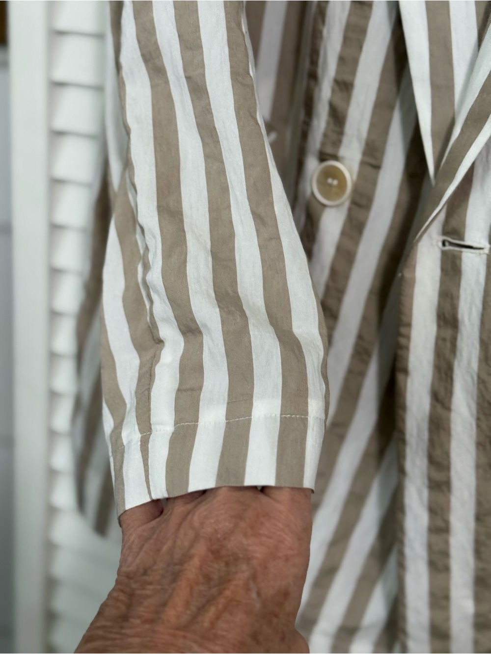 Zara Double Breasted blazer tan and white stripes lightweight size small - Picture 8 of 8